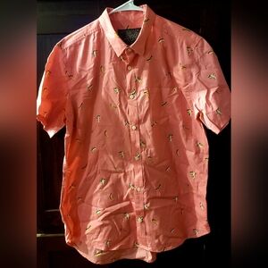 Vtg BROOKLYN CLOTH Short Sleeve, Pink, Small Bananas Button Up, Large, SeeNote